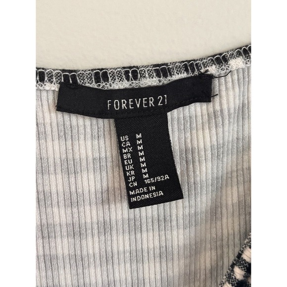 FOREVER 21 ONE PIECE Ribbed GINGHAM BODY SUIT WITH RUFFLE TRIM Medium - Picture 9 of 12